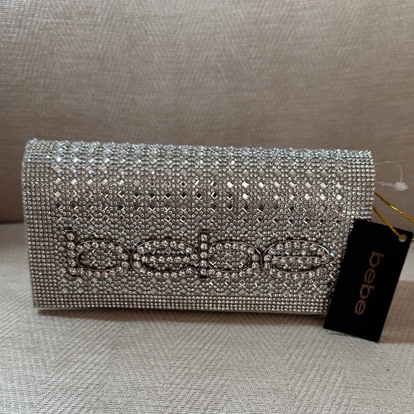 Bebe Sparkling Silver Clutch